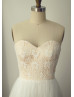 Strapless Sweetheart Ivory Lace Tulle Minimalist Wedding Dress